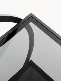 Serveerwagen Loft met glazen tafelbladen, Frame: gepoedercoat metaal, Zwart, B 74 x H 85 cm