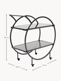 Servierwagen Loft mit Glasplatten, Gestell: Metall, pulverbeschichtet, Schwarz, B 74 x H 85 cm