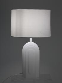 Tafellamp Bela met glazen voet, Lampenkap: katoen, Lampvoet: glas, Wit, Ø 30 x H 50 cm