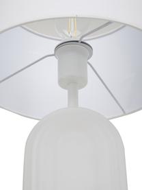 Große Tischlampe Bela mit Glasfuß, Lampenschirm: Baumwolle, Lampenfuß: Glas, Weiß, Ø 30 x H 50 cm