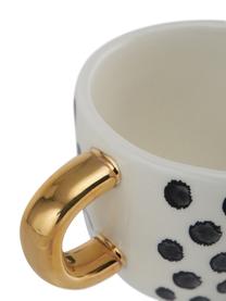 Tazas de café Masai, 6 uds., Gres, Negro, blanco, dorado, Ø 7 x Al 5cm