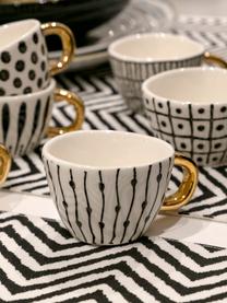 Sada vzorovaných šálků na kávu Masai, 6 dílů, Černá, bílá, zlatá