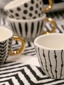 Tazas de café Masai, 6 uds., Gres, Negro, blanco, dorado, Ø 7 x Al 5cm