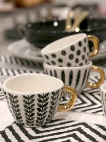 Tazas de café Masai, 6 uds., Gres, Negro, blanco, dorado, Ø 7 x Al 5cm