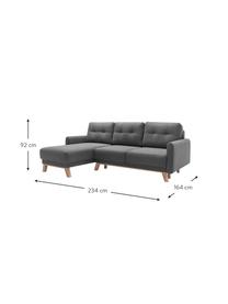 Divano letto angolare 4 posti con contenitore Balio, Rivestimento: 100% velluto di poliester, Grigio scuro, Larg. 234 x Prof. 164 cm