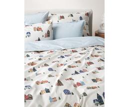 Colore Blu per Letto Singolo.de 90 Rc Ocio Copripiumino con Cerniera con Imbottitura e Lenzuolo con Angoli 