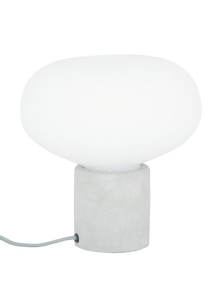 Lampada da tavolo con base in cemento Alma, Base della lampada: cemento, Paralume: vetro, Base della lampada: grigiastro Paralume: bianco, Ø 23 x Alt. 24 cm