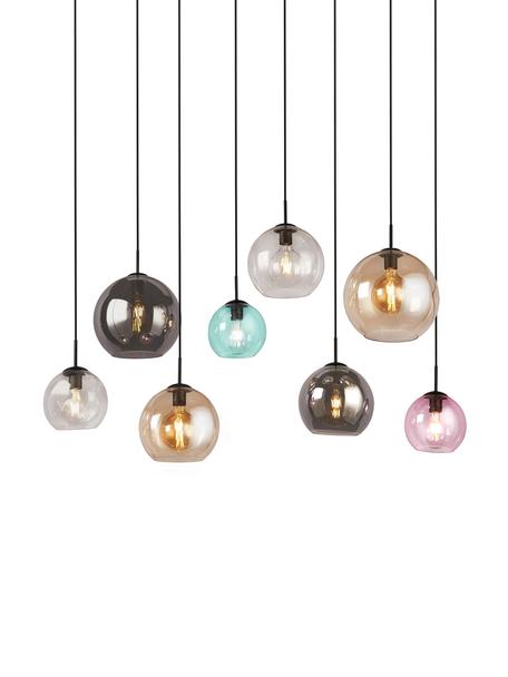 Grote hanglamp Bar van gekleurd glas, Lampenkap: glas, Baldakijn: gecoat staal, Zwart, multicolour, B 151 x H 150 cm