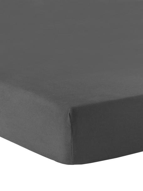 Prześcieradło z flaneli z gumką na topper Biba, Ciemny szary, S 90 x D 200 cm, W 15 cm