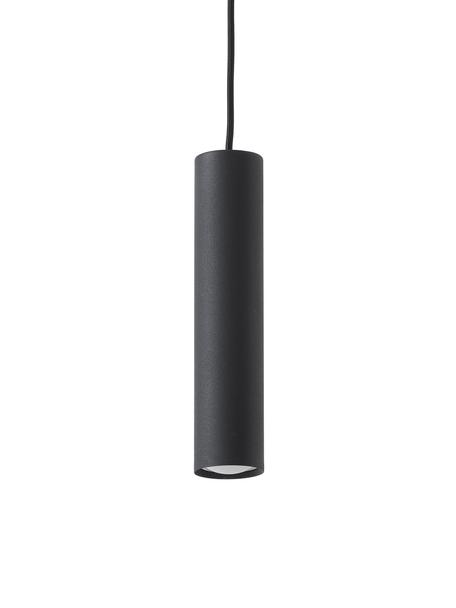 Kleine hanglamp Paris, Lampenkap: gecoat staal, Baldakijn: gecoat staal, Zwart, Ø 6 x H 28 cm