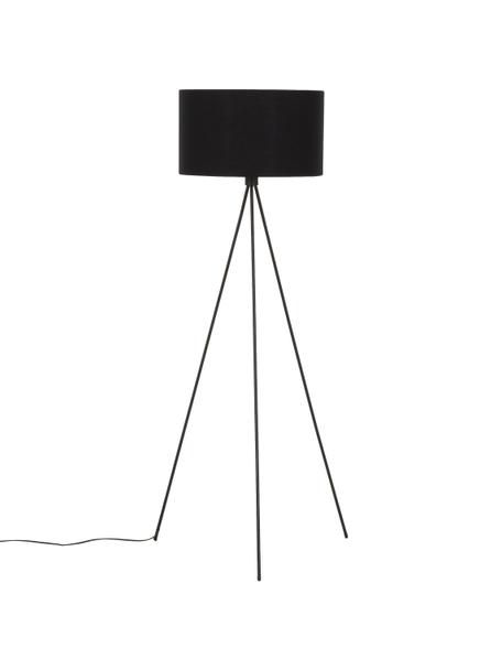 Lampa podłogowa trójnóg z kloszem z tkaniny Cella, Czarny, Ø 48 x W 158 cm