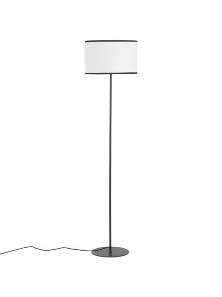 Vloerlamp Claudette met linnen kap, Lampenkap: linnen,gestructureerd, Lampvoet: gepoedercoat metaal, Wit, zwart, Ø 40 x H 165 cm