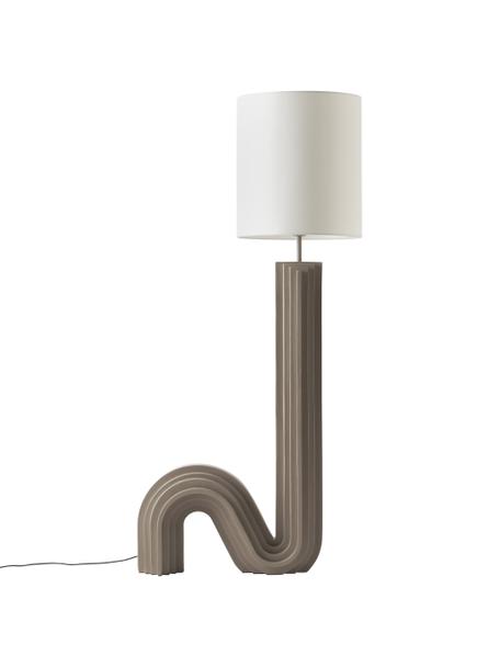 Lámpara de pie de diseño Luomo, Pantalla: lino, Cable: cubierto en tela, Blanco, gris pardo, Ø 40 x Al 153 cm