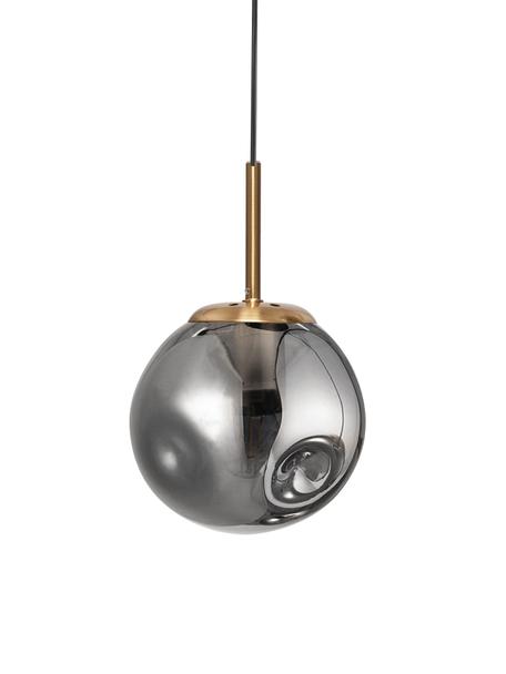 Petite suspension boule en verre Spada, Couleur laitonnée, gris, Ø 15 x haut. 28 cm