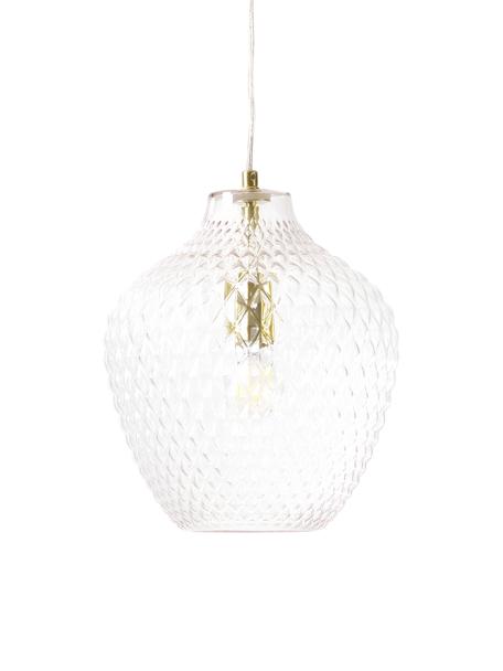 Lampa wisząca ze szkła Lee, Transparentny, odcienie mosiądzu, Ø 27 x W 33 cm