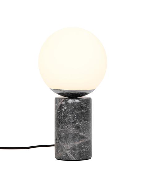Lampada da tavolo piccola con base in marmo Lilly, Paralume: vetro, Base della lampada: marmo, Bianco crema, grigio, marmorizzato, Ø 15 x Alt. 29 cm