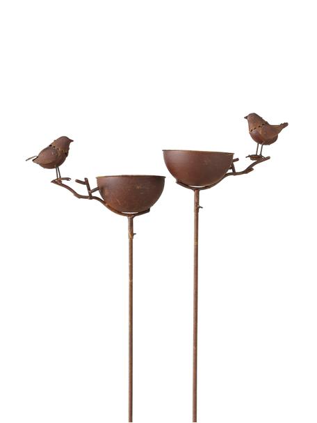 Vogeltränke-Set Loki, 2-tlg., Metall, beschichtet, Braun, B 28 x H 117 cm