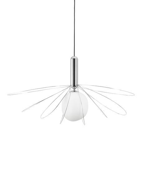 Grande suspension Dela, Blanc, couleur argentée, Ø 21 x haut. 150 cm