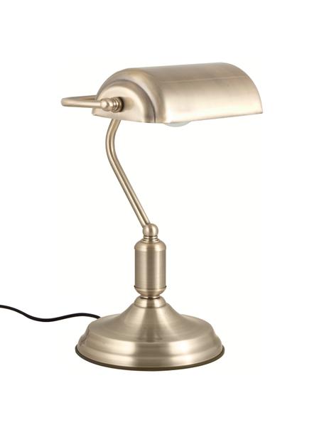 Petite lampe de bureau rétro en métal Bank, Couleur laitonnée, larg. 22 x haut. 34 cm