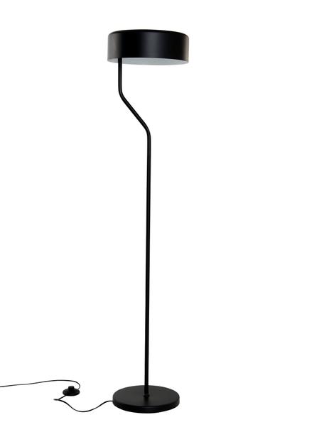 Leeslamp Zed van metaal, Lampenkap: gecoat metaal, Lampvoet: gecoat metaal, Zwart, Ø 30 x H 142 cm