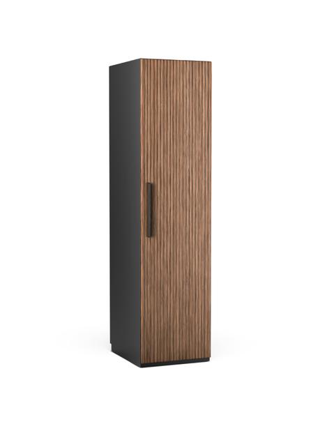 Armadio componibile con ante battenti Simone, larg. 50 cm, in diverse varianti, Effetto legno di noce, nero, Interno Basic, alt. 200 cm