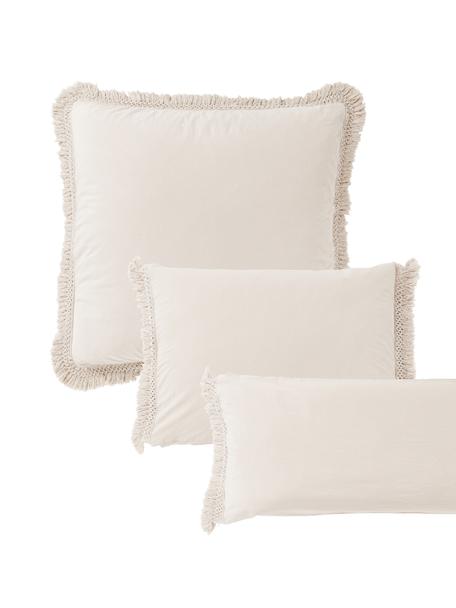 Funda de almohada de algodón con flecos Abra, 100% algodón
Densidad de hilo 165 TC, calidad estándar

El algodón da una sensación agradable y suave en la piel, absorbe bien la humedad y es adecuado para personas alérgicas.

El tratado de la prenda hace que el tejido sea suave y flexible al tacto, lo que hace que esta ropa de cama sea especialmente encantadora.

El material utilizado para este producto ha sido probado contra sustancias nocivas y está certificado según el STANDARD 100 por OEKO-TEX® (10817CIT, CITEVE)., Beige, An 45 x L 110 cm