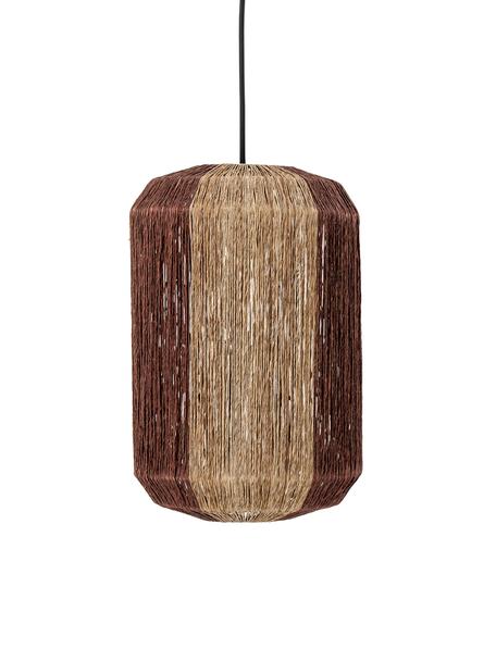Kleine hanglamp Tano van zeegras, Lampenkap: zeegras, Baldakijn: gecoat metaal, Beige, bruin, Ø 27 x H 40 cm