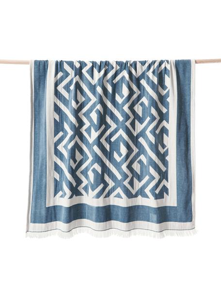 Manta con flecos estampada Arthur, 50% algodón, 50% poliéster

El material utilizado para este producto ha sido probado contra sustancias nocivas y está certificado según el STANDARD 100 por OEKO-TEX®, 6457CIT, CITEVE, Blanco, azul, An 130 x L 170 cm