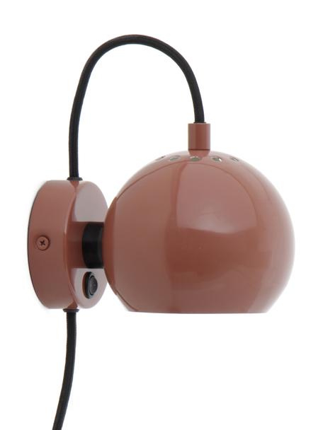 Applique sferica di design color rosso vino Ball, Paralume: metallo rivestito, Rosso vino, Larg. 16 x Alt. 12 cm