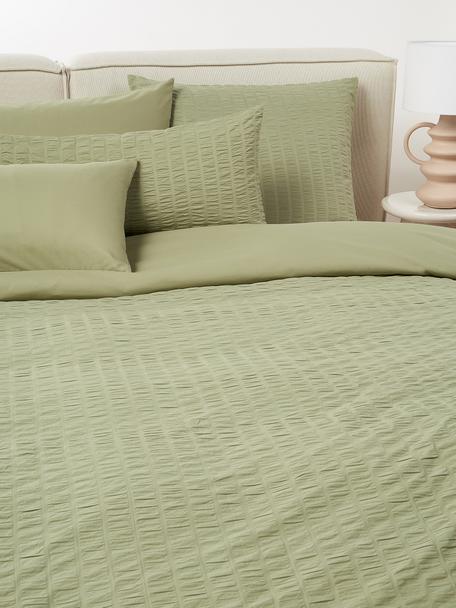Copripiumino reversibile in cotone verde salvia Esme, Retro: Renforcé Densità del filo, Verde salvia, Larg. 200 x Lung. 200 cm