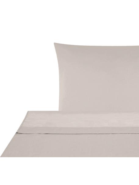Biancheria da letto in raso di cotone taupe Comfort, Taupe, 180 x 300 cm + 2 federe 50 x 80 cm