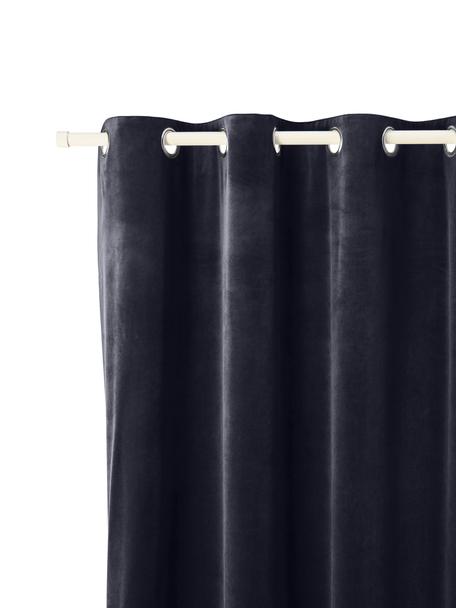 Cortinas opacas de terciopelo con ojales Rush, 2 uds., 100% poliéster (reciclado), Azul oscuro, An 135 x L 260 cm