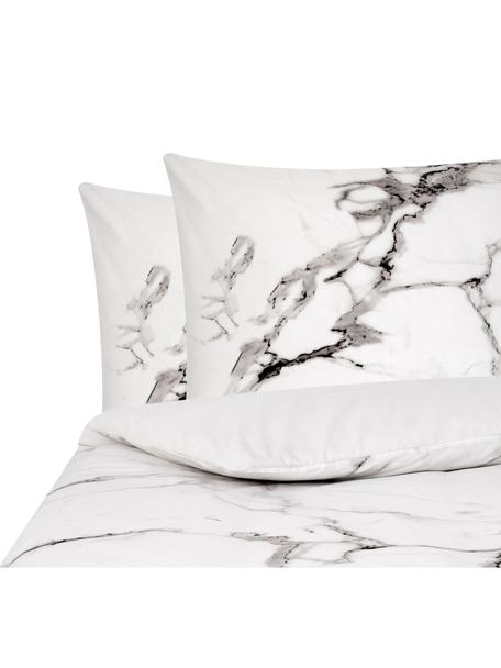 Parure copripiumino reversibile Malin, Grigio chiaro e nero con motivo in marmo, 155 x 200 cm + 1 federa 50 x 80 cm