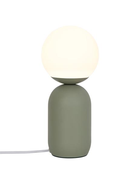 Lampada da tavolo piccola Notti, Base della lampada: metallo, rivestito, Paralume: vetro soffiato, Bianco, verde, Ø 15 x Alt. 35 cm