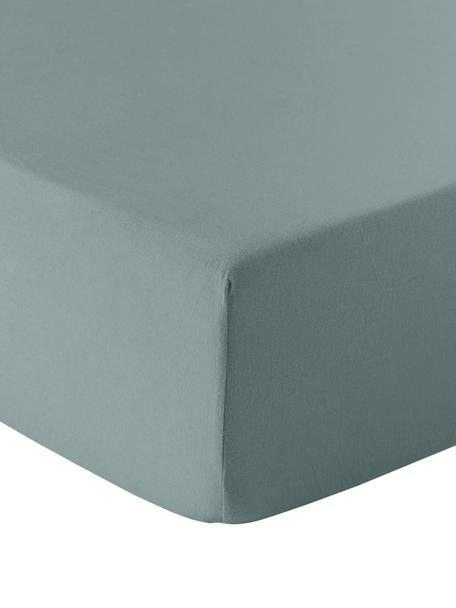 Flanelové napínací prostěradlo Biba, Šedozelená, Š 90 cm, D 200 cm, V 25 cm