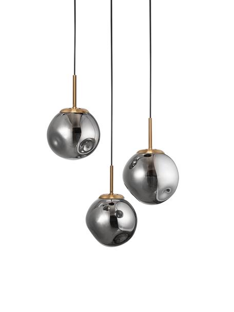 Cluster hanglamp Spada van glas, Lampenkap: glas, Baldakijn: kunststof, Messingkleurig, grijs, Ø 40 x H 28 cm
