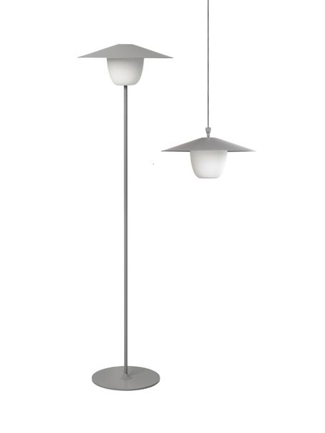 Mobiele dimbare LED outdoor lamp Ani om op te hangen of te zetten, Lampenkap: aluminium, Lampvoet: gecoat aluminium, Grijs, Ø 34 x H 121 cm