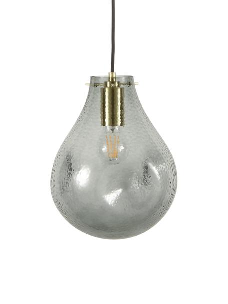Lámpara de techo pequeña de vidrio Kedu, Pantalla: vidrio, Anclaje: metal galvanizado, Cable: cubierto en tela, Gris, Ø 23 x Al 29 cm