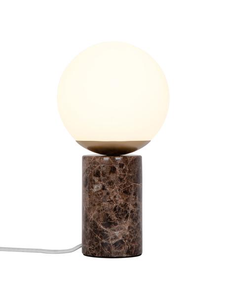 Malá stolová lampa s mramorovým podstavcom Lilly, Krémovobiela, hnedá mramorová, Ø 15 x V 29 cm