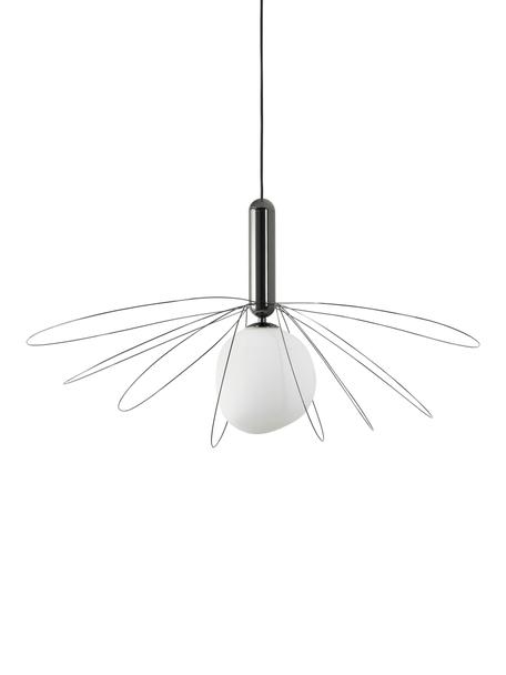 Große Pendelleuchte Dela, Lampenschirm: Glas, Weiß, Schwarz, Ø 21 x H 150 cm