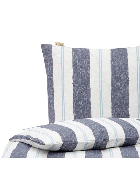 Dekbedovertrek Nautic Stripes, Weeftechniek: renforcé Draaddichtheid 1, Wit, blauwtinten, 140 x 200 cm + 1 kussenhoes 60 x 70 cm