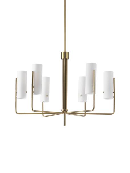 Lampada a sospensione grande Vivian, Paralume: vetro, Struttura: metallo rivestito, Baldacchino: metallo rivestito, Dorato, Ø 65 x Alt. 88 cm