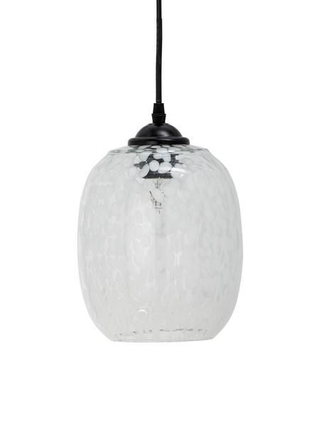 Petite suspension en verre à motif pois Gisele, Transparent, blanc, Ø 18 x haut. 30 cm