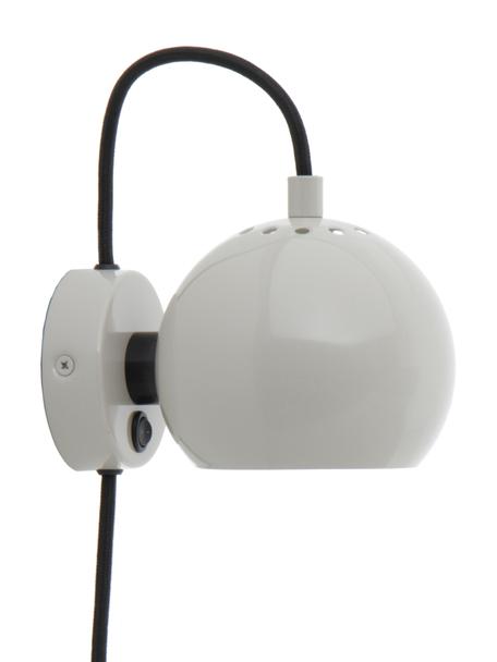 Design bolvormige wandlamp Ball, Lampenkap: gecoat metaal, Lichtgrijs, B 16 x H 12 cm