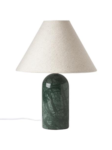 Lampe à poser avec pied en marbre Gia, Beige, vert foncé, marbré, Ø 30 x haut. 39 cm