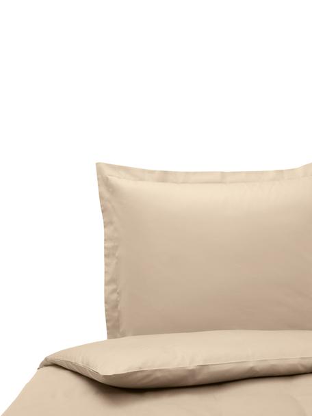 Pościel z organicznej satyny bawełnianej z lamówką Premium, Taupe, 135 x 200 cm + 1 poduszka 80 x 80