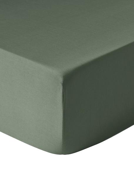 Drap-housse en satin de coton pour surmatelas Premium, Vert foncé, larg. 90 x long. 200 cm, haut. 15 cm