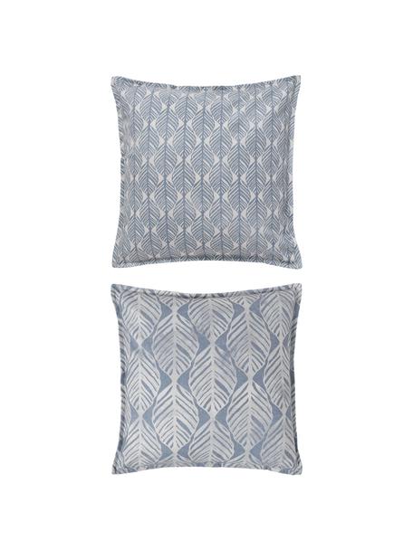 Kissenhüllen Armanda mit grafischem Muster, 2er-Set, 80 % Polyester, 20 % Baumwolle, Blautöne, B 45 x L 45 cm