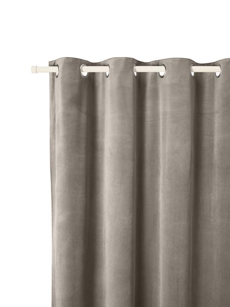 Rideau occultant en velours avec œillets Rush, 2 pièces, 100 % polyester (recyclé), Gris, larg. 135 x long. 260 cm