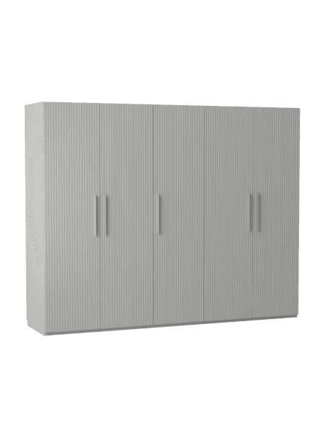 Armadio componibile con ante battenti Simone, larg. 250 cm, in diverse varianti, Legno, grigio, Interno Basic, alt. 200 cm